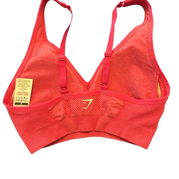 NWOT VITAL V NECK SPORTS BRA Size M Color Coral Red - Picture 5 of 8
